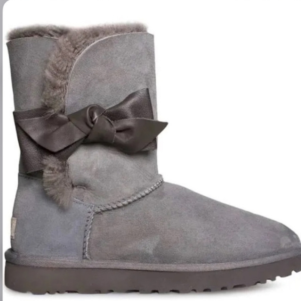 Ugg Daelynn Boots Shearling Suede Fur Designer Bow Winter Warm #188